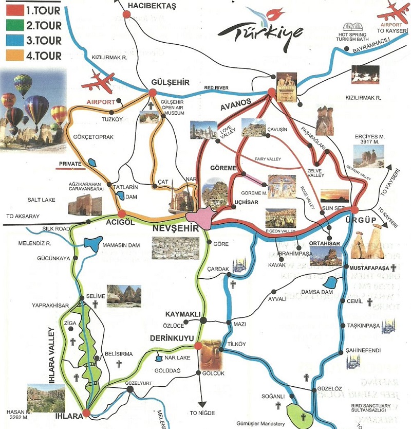 Nevşehir Kapadokya Turizm Haritası