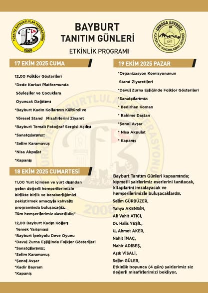 Ankara'da Bayburt Tanıtım Günleri 2025
