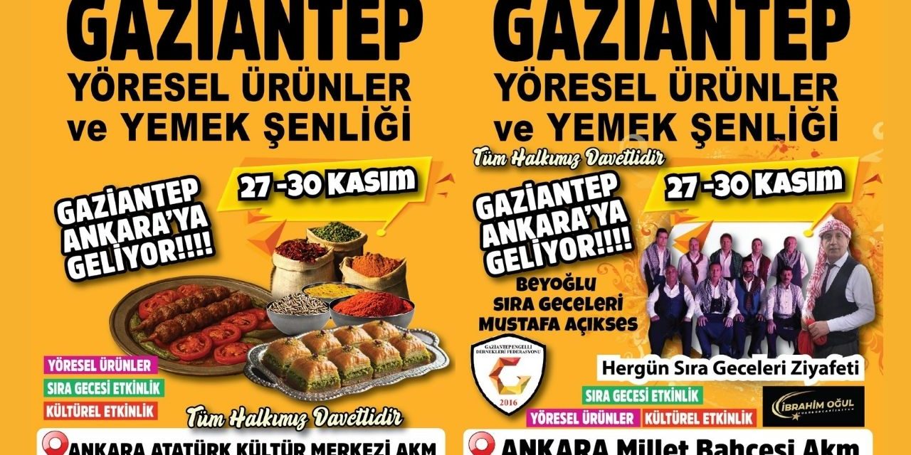 Gaziantep Yöresel Ürünler ve Yemek Şenliği Başkent Millet Bahçesinde