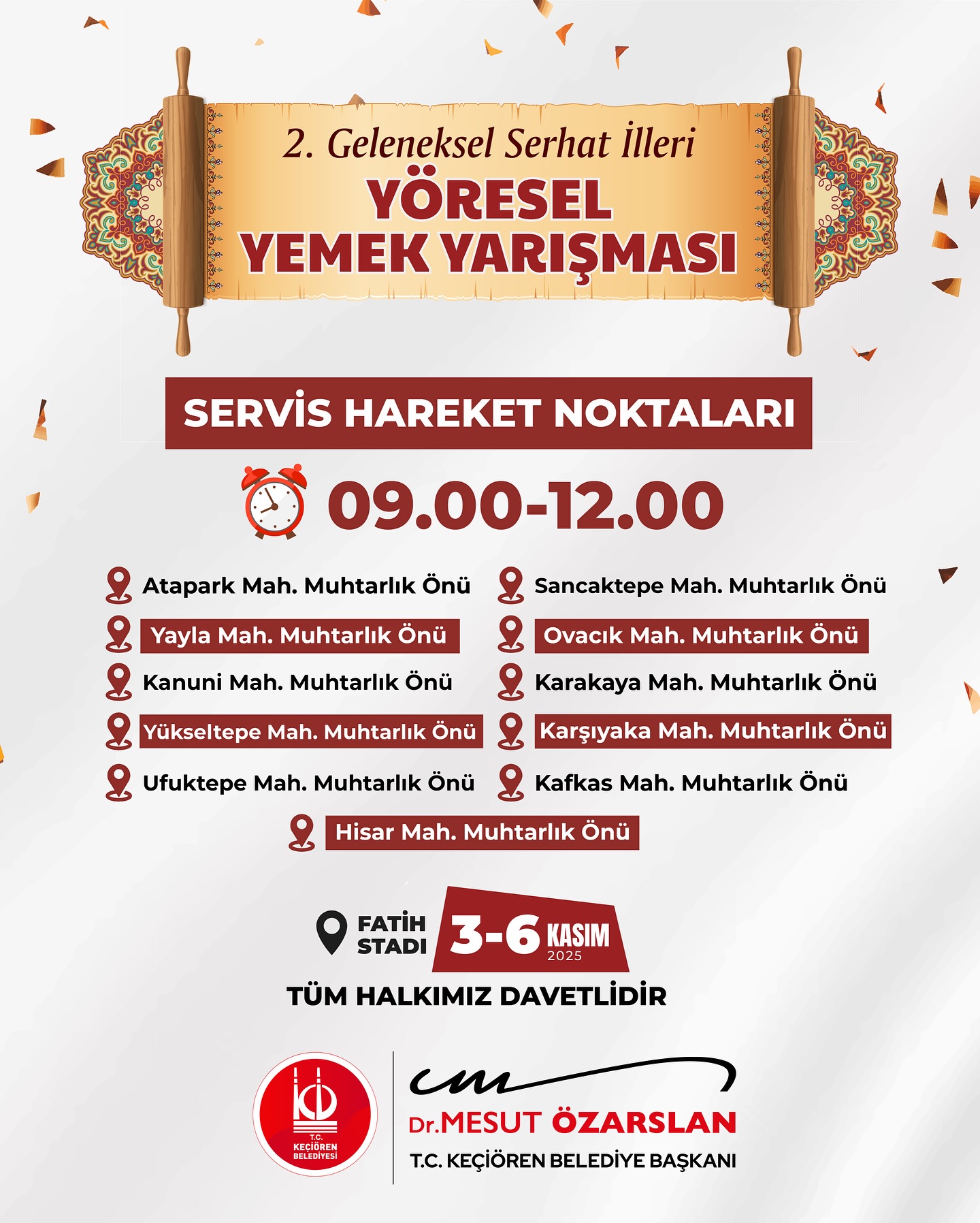 2. Geleneksel Serhat İlleri Yöresel Yemek Yarışması Keçiören Fatih Stadında Başlıyor