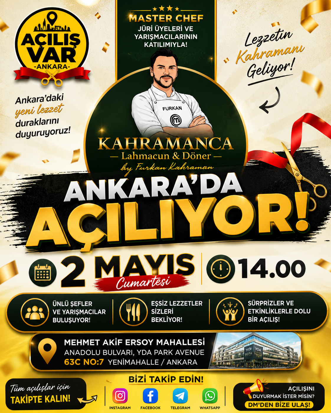 Kahramanca Lahmacun & Döner Ankara’da Açılıyor