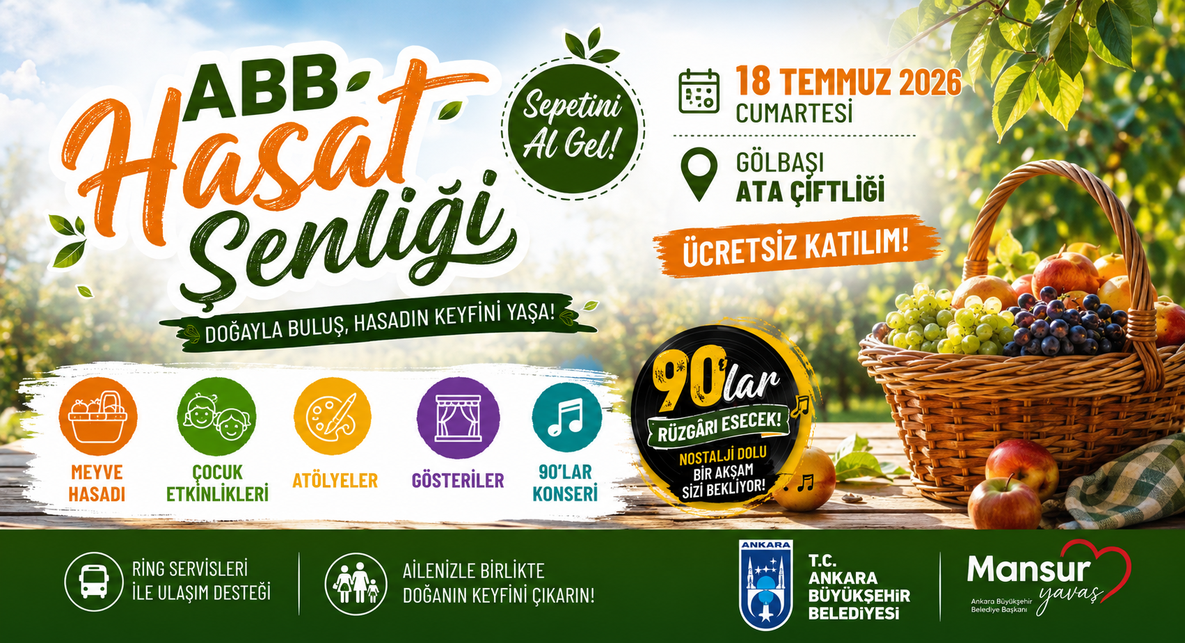 ABB Hasat Şenliği 18 Temmuz'da Gölbaşı ATA Çiftliği'nde Düzenlenecek